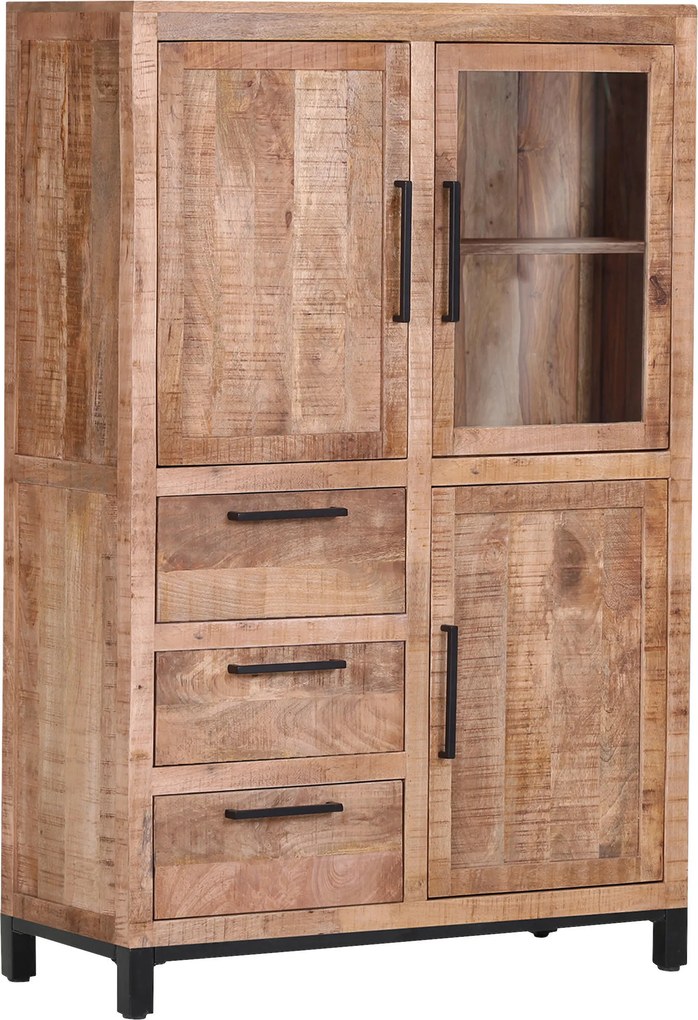 XXXLutz VYSOKÁ KOMODA, mangové drevo, prírodná farba, čierna, 95/145/40 cm Landscape - Komody - 002362086004