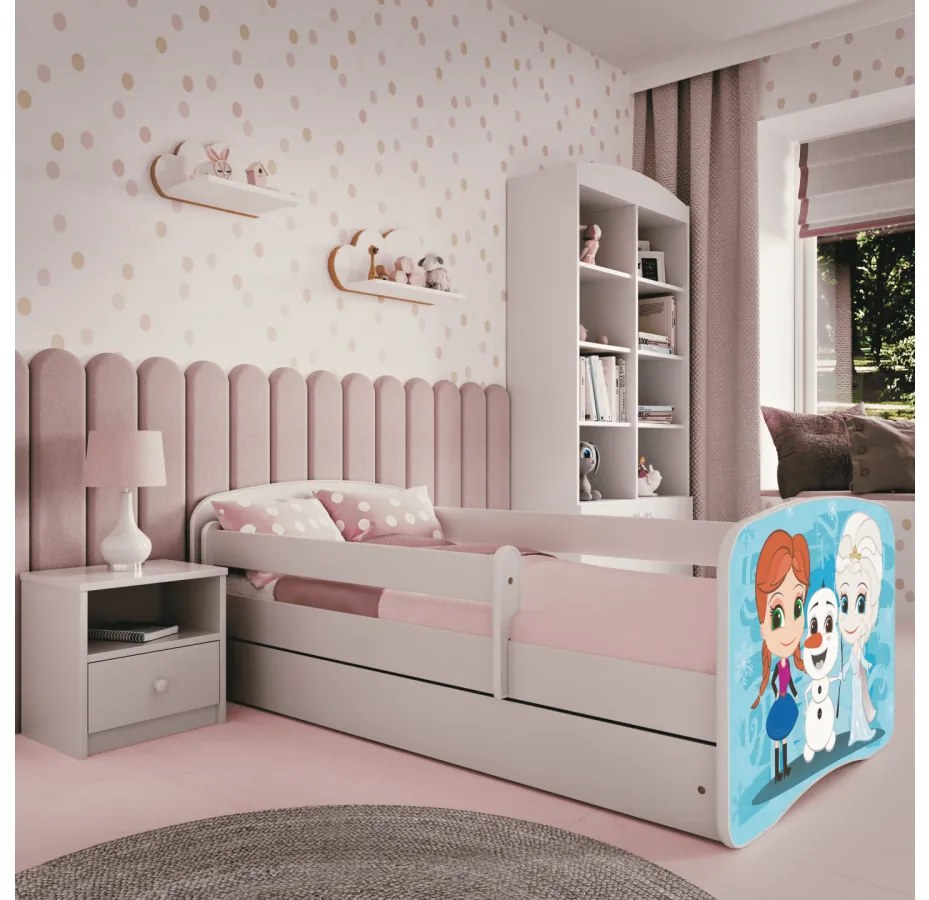 Kocot kids Detská posteľ Babydreams Ľadové kráľovstvo biela, varianta 80x180, se šuplíky, s matrací
