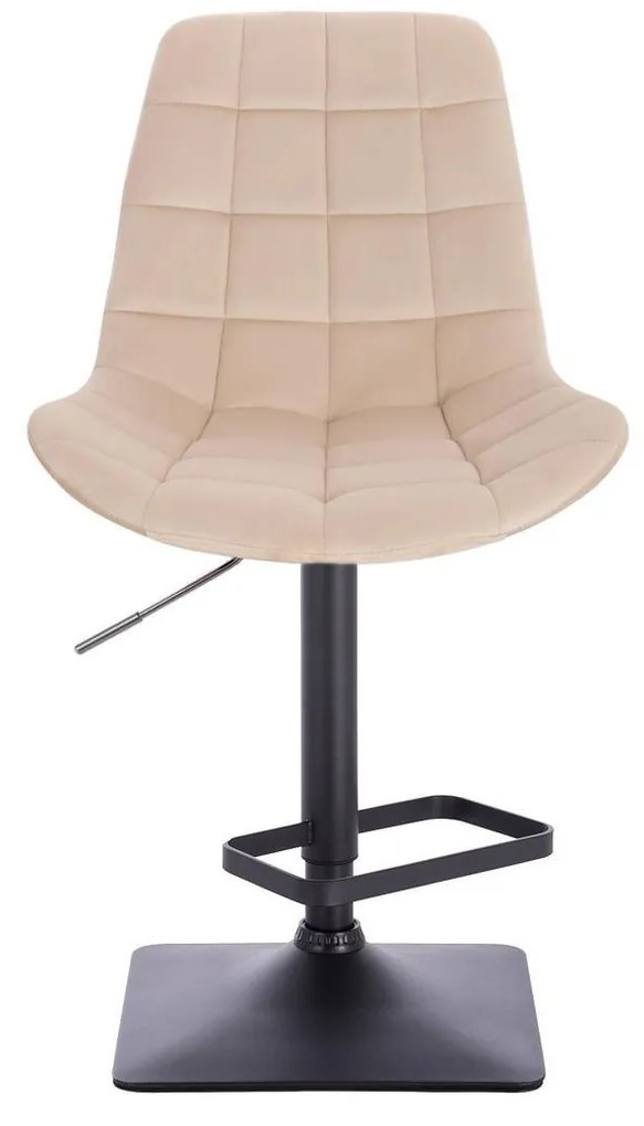 LuxuryForm DESIGN Barová stolička PARIS VELUR na čiernej hranatej podstave - krémová