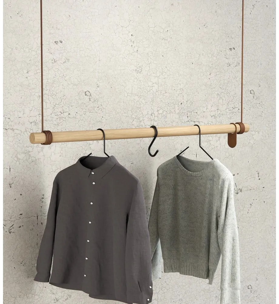 Nástenný vešiak z dubového dreva v prírodnej farbe 110 cm Swing L – LIND DNA