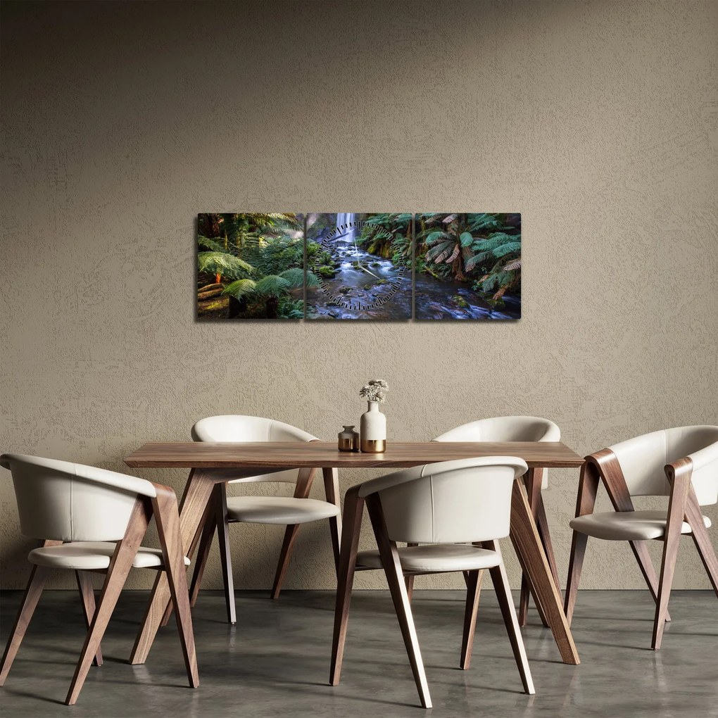 Obraz australského dažďového lesa (s hodinami) (90x30 cm)