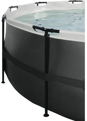 Nadzemný bazén rámový EXIT Black Leather Style ø488 x 122 cm dizajn kože s pieskovou filtráciou a rebríkom čierny