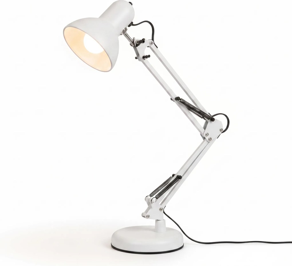 Smart LED Biela kovová stolná lampa nastaviteľná s klipom 1xE27