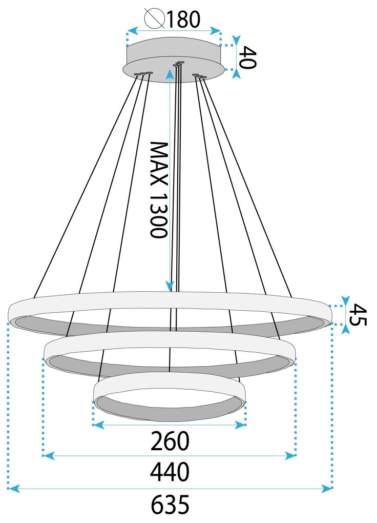 Toolight Toolight, LED stropné osvetlenie, 45W, 3000K, LHJ042-CP3, zlatá, OSW-60025