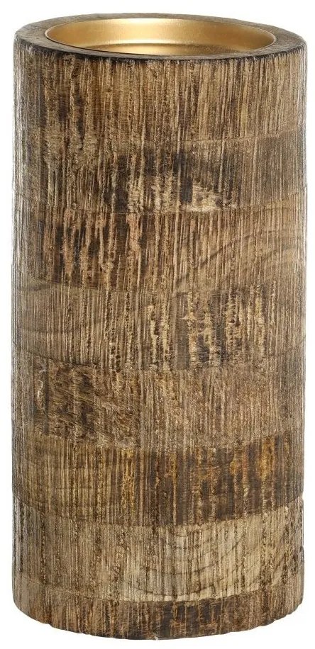 Drevený stĺpovitý svietnik na širokú sviečku Mango Wood XL - Ø 10*20 cm
