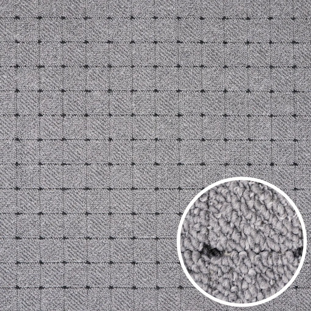 Vopi, Metrážny koberec Udinese šedý - neúčtujeme odrezky z role, na mieru, šíře 1,33m,1m,2m,3m,4m,na mieru, neúčtujeme odrezky, šedá, ab (mriežka), chodba / predsieň