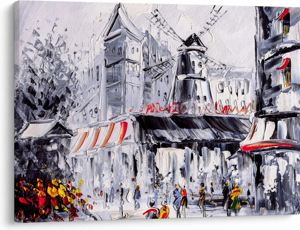 Obraz - Ulica v Paríži, olejomaľba (70x50 cm)