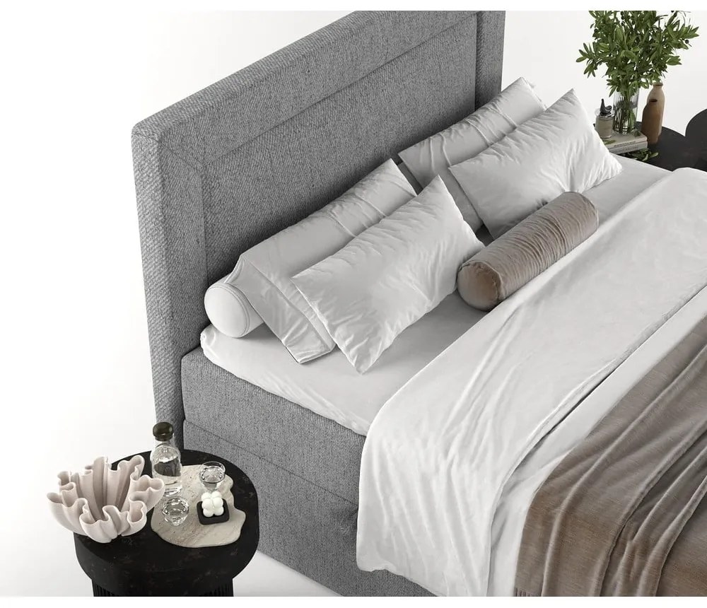 Sivá boxspring posteľ s úložným priestorom 200x200 cm Imagine – Maison de Rêve