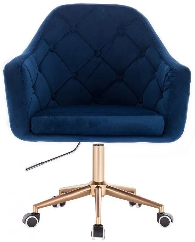 LuxuryForm DESIGN Kreslo ANDORA VELUR na zlaté podstave s kolieskami - modré
