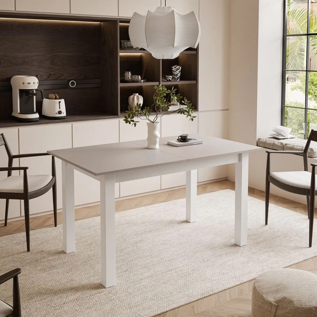 ROZKLADACÍ JEDÁLENSKÝ STÔL DANILO KAŠMÍR + BIELE NOHY 140 / 195 cm