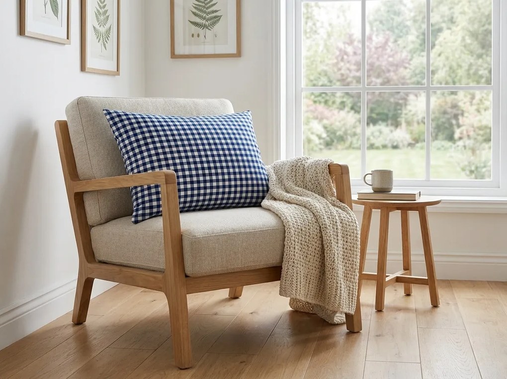 Obliečka na vankúš z mikrovlákna NAVY GINGHAM 50x70 cm, modro-biely