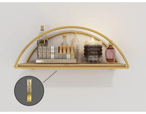 Nástenná polica 45x18 cm dub/zlatá