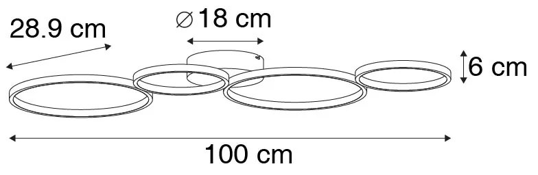 Stropná lampa čierna vrátane LED 3-stupňový stmievač 4-svetlo - Lupolo