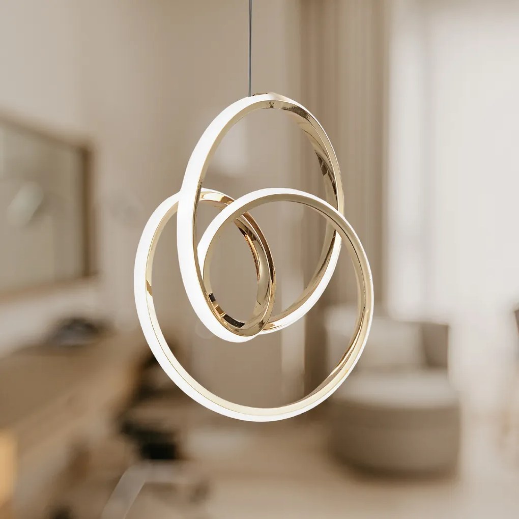 Toolight Toolight, LED závesné svietidlo 25x30cm, 24W, 4000K, G076-1CP, zlatá lesklá, OSW-08650