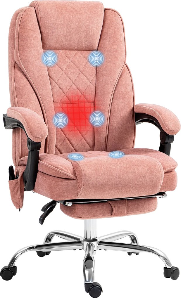 Vinsetto kancelárska stolička s vibračnou masážou, ergonomická stolička s funkciou sklonu, vyhrievaním, výškovo nastaviteľná otočná stolička s opierko