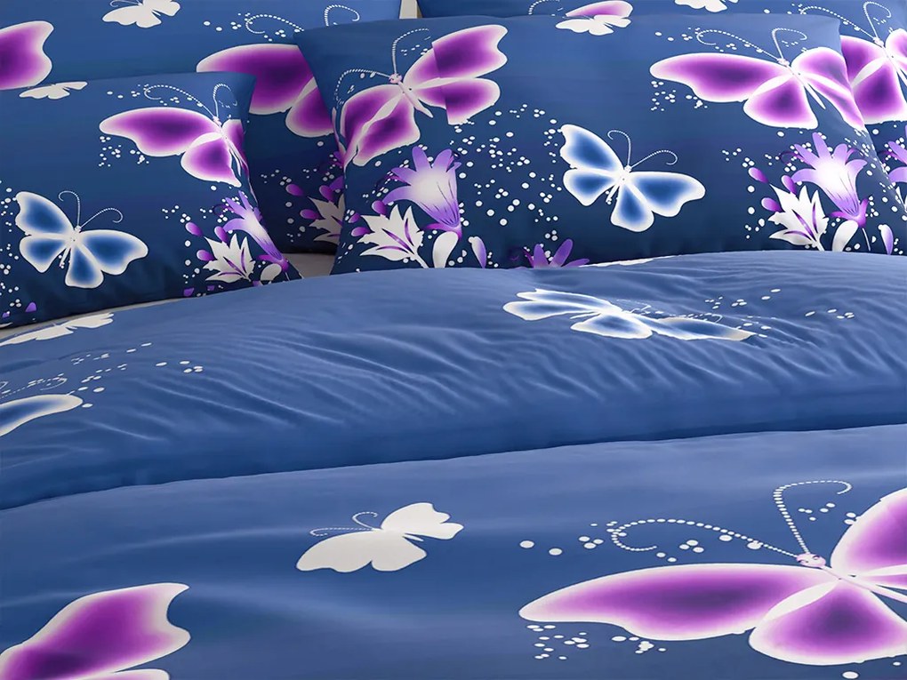 Obliečky z mikrovlákna VIOLET BUTTERFLY tmavo modré Rozmer obliečky: 70 x 90 cm | 140 x 200 cm