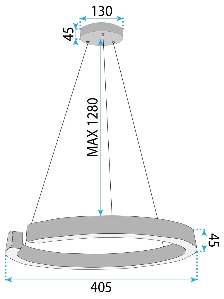 Toolight Toolight, LED stropné osvetlenie, 60W, 3000K, LHJ052-CP1 C, zlatá matná, OSW-50026