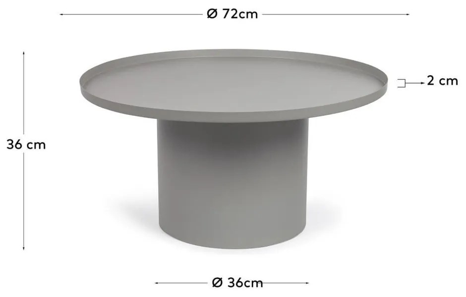 Kovový okrúhly odkladací stolík ø 72 cm Fleksa – Kave Home