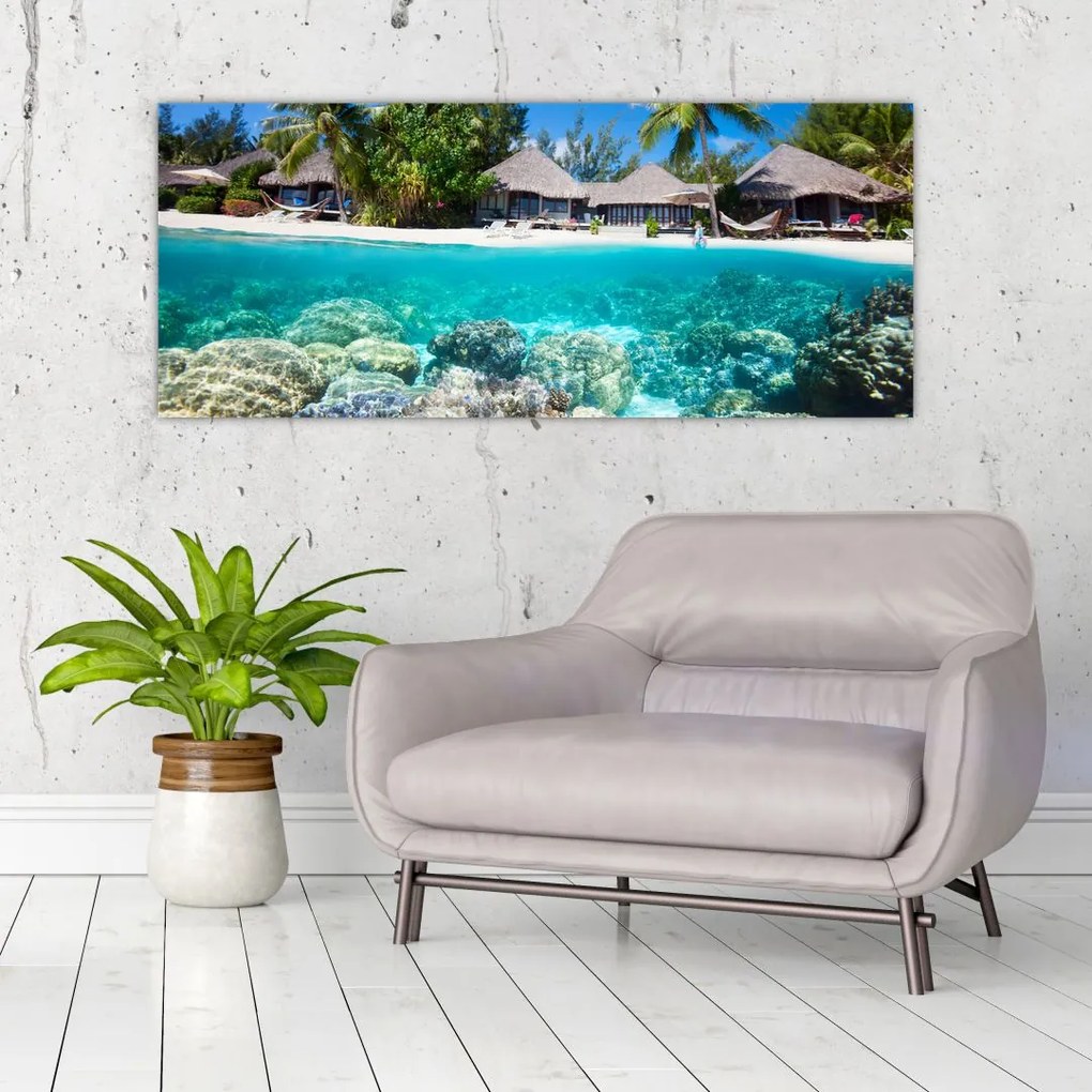 Obraz pláže na tropickom ostrove (120x50 cm)