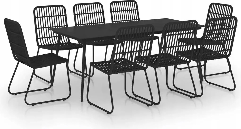 vidaXL 9-dielna sada záhradného nábytku, Pe ratan a sklo