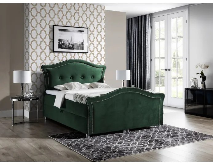 Kúzelná rustikálna posteľ Bradley Lux 200x200, zelená + TOPPER