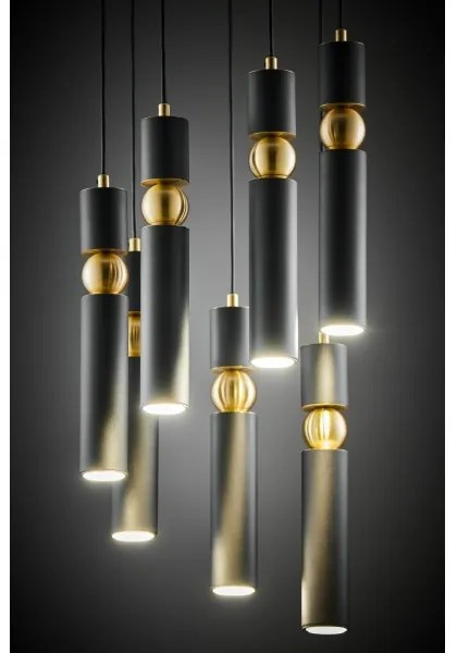 Jupiter 2015 - Luster na lanku ALAS 7xGU10/10W/230V čierna/zlatá