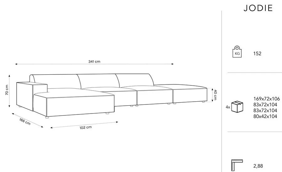 Béžová rohová pohovka z textílie bouclé (ľavý roh) Jodie – Micadoni Home