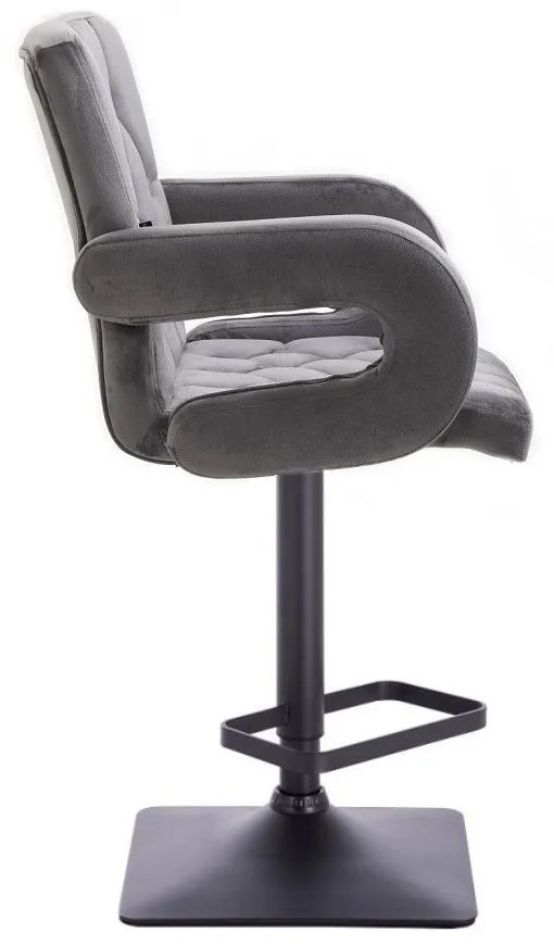 LuxuryForm DESIGN Barová stolička BOSTON VELUR na čiernej hranatej podstave - šedá