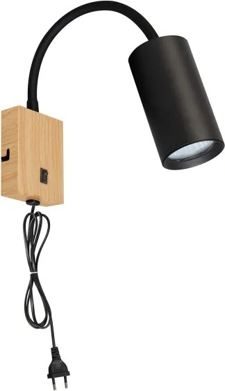 Brilagi - Flexibilná nástenná lampa SELE 1xGU10/30W/230V čierna/dubový dekor