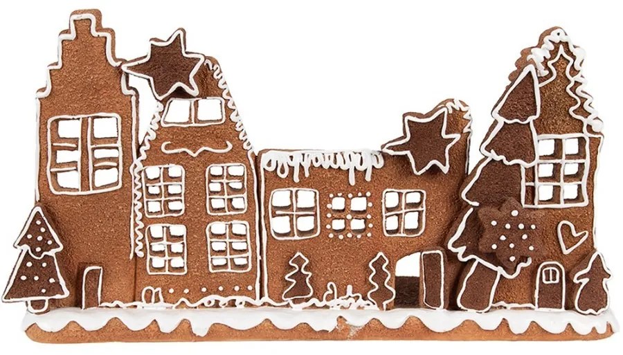 Svietnik perníkové mestečko na 4 čajové sviečky Gingerbread House - 27*9*15 cm