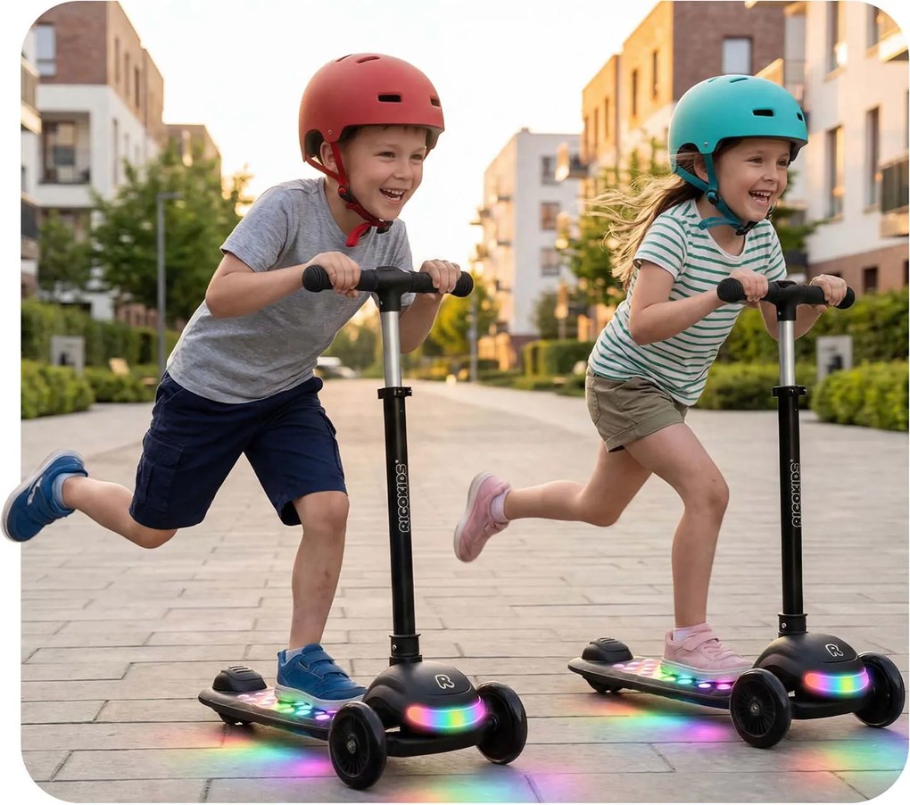Ricokids Glowi LED balančná Kolobežka pre deti - čierna