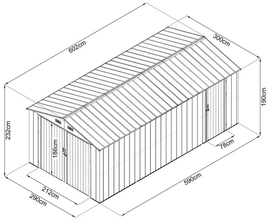 Záhradný domček / garáž Avenberg 6.02 x 3 m ANTRACIT CG-K2010-B