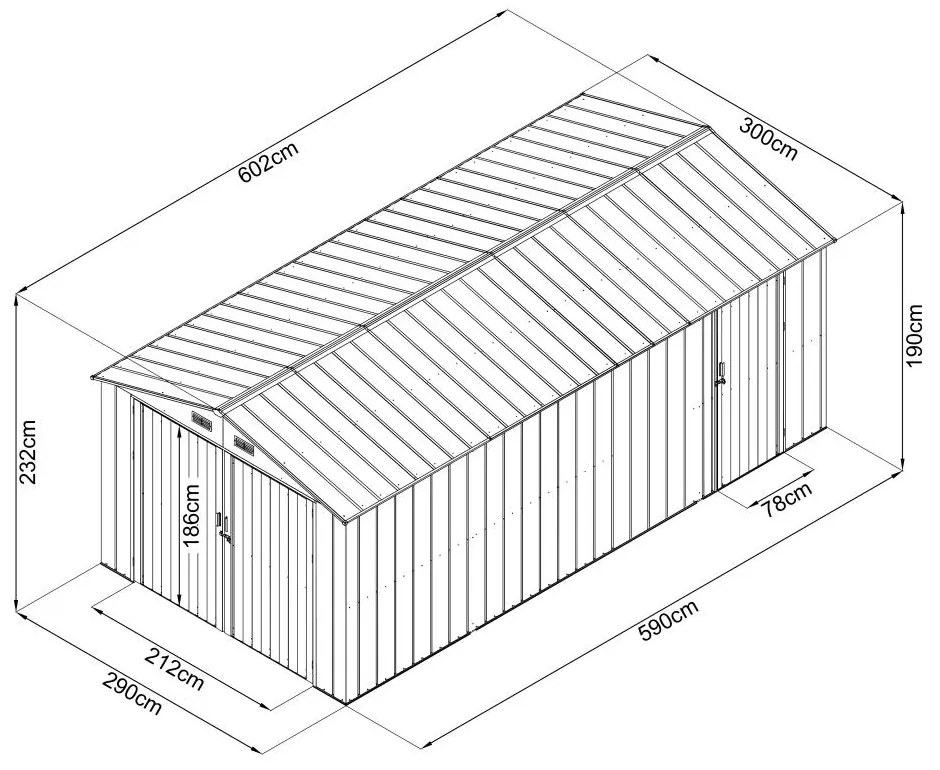 Záhradný domček / garáž AVENBERG 6.02 x 3 m ANTRACIT CG-K2010-B