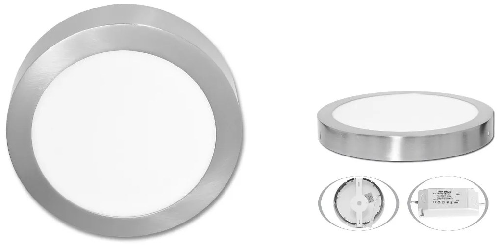 SMD kruh prisadený 17,5cm, 12W, 2700K, IP20, 860Lm, chrom