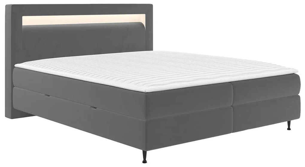Kontinentálna posteľ s osvetlením Eurybia, Dostupné poťahy: Ekokoža Soft 017 (biela), Rozmer postele: 140x200
