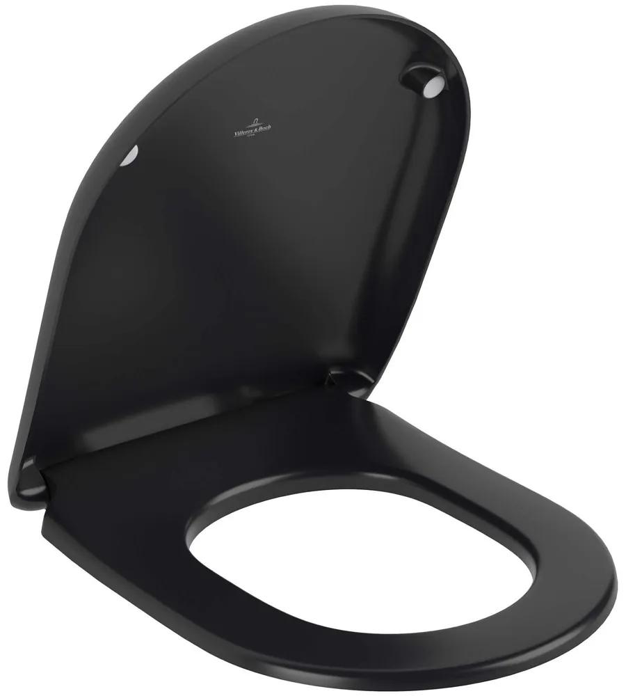 VILLEROY &amp; BOCH Antao WC sedátko s poklopom, s funkciou QuickRelease a Softclosing, biela alpská, Pure Black, 8M67S1R7