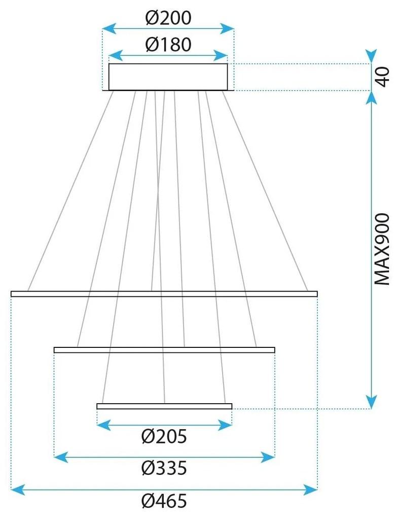 Toolight Toolight, LED stropné svietidlo 46cm, 100W, LED G041-3CP, zlatá matná, OSW-06308
