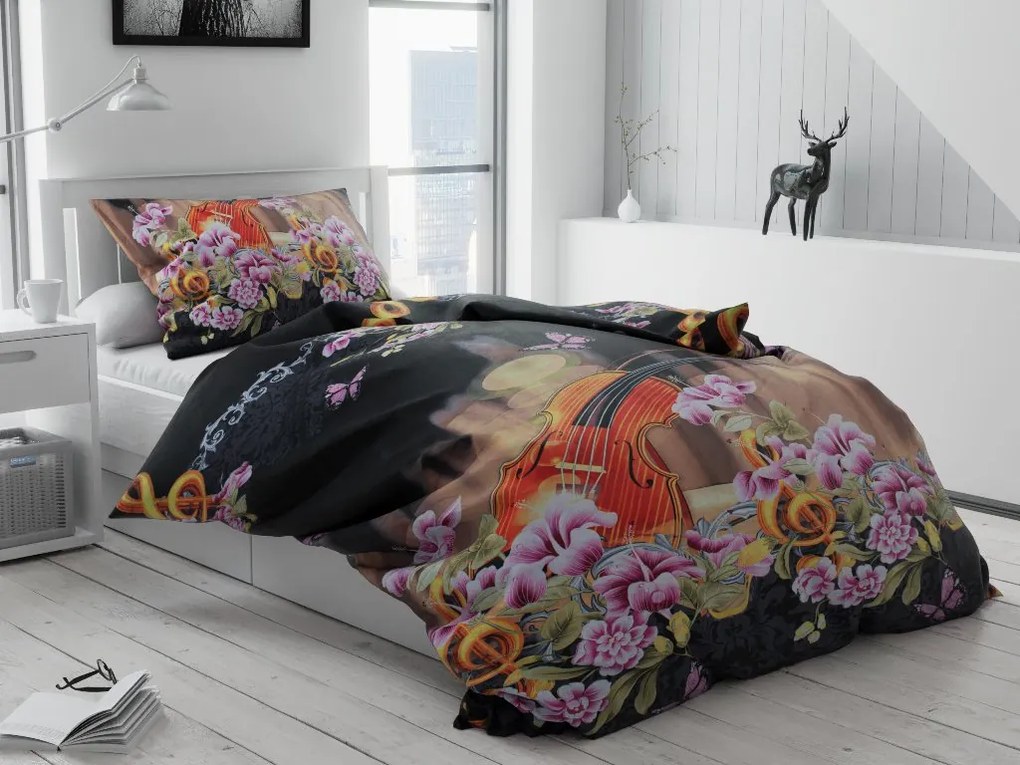 3D Obliečky polycotton Music - 1x Vankúš 90x70cm, 1x Paplón 140x200cm