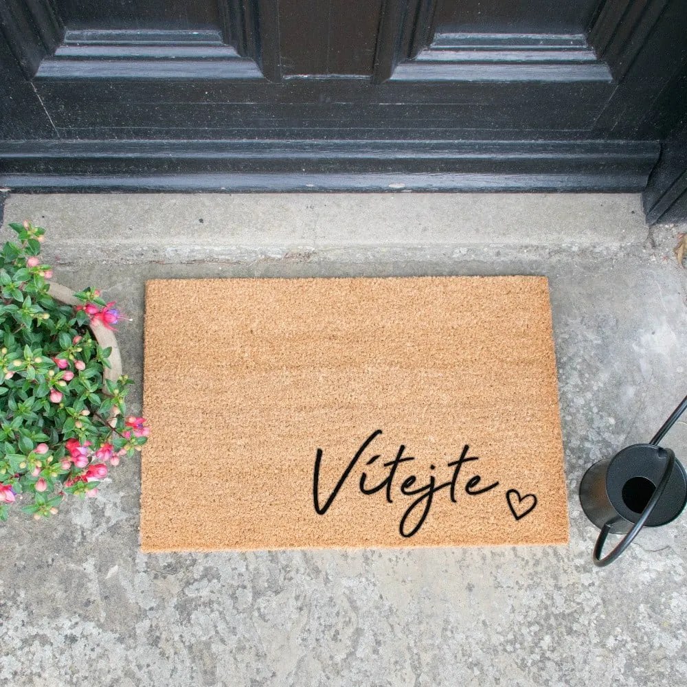 Rohožka z prírodného kokosového vlákna Artsy Doormats Vítejte, 40 x 60 cm