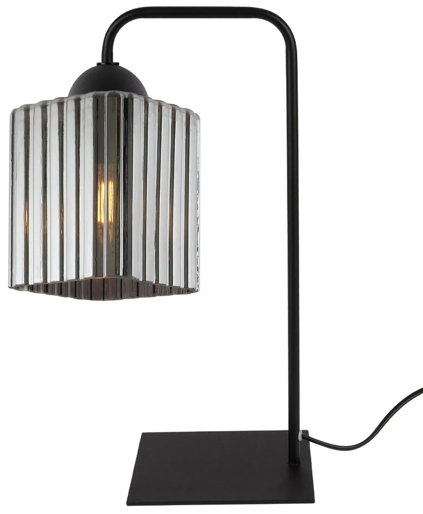 Stolná lampa Riffle Square, 1x grafitové sklenené tienidlo, b