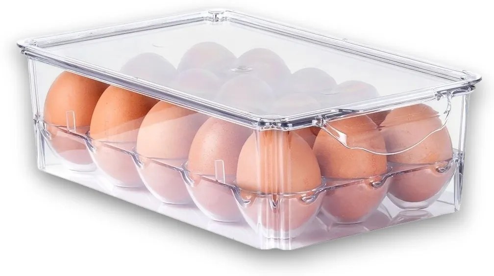 VILDE Úložný box na vajíčka, organizér na 15ks vajec, akryl transparentný