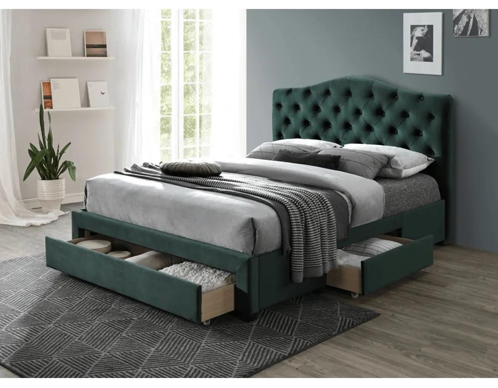 Manželská posteľ s roštom Kesada 160x200 cm - smaragdová (Velvet)