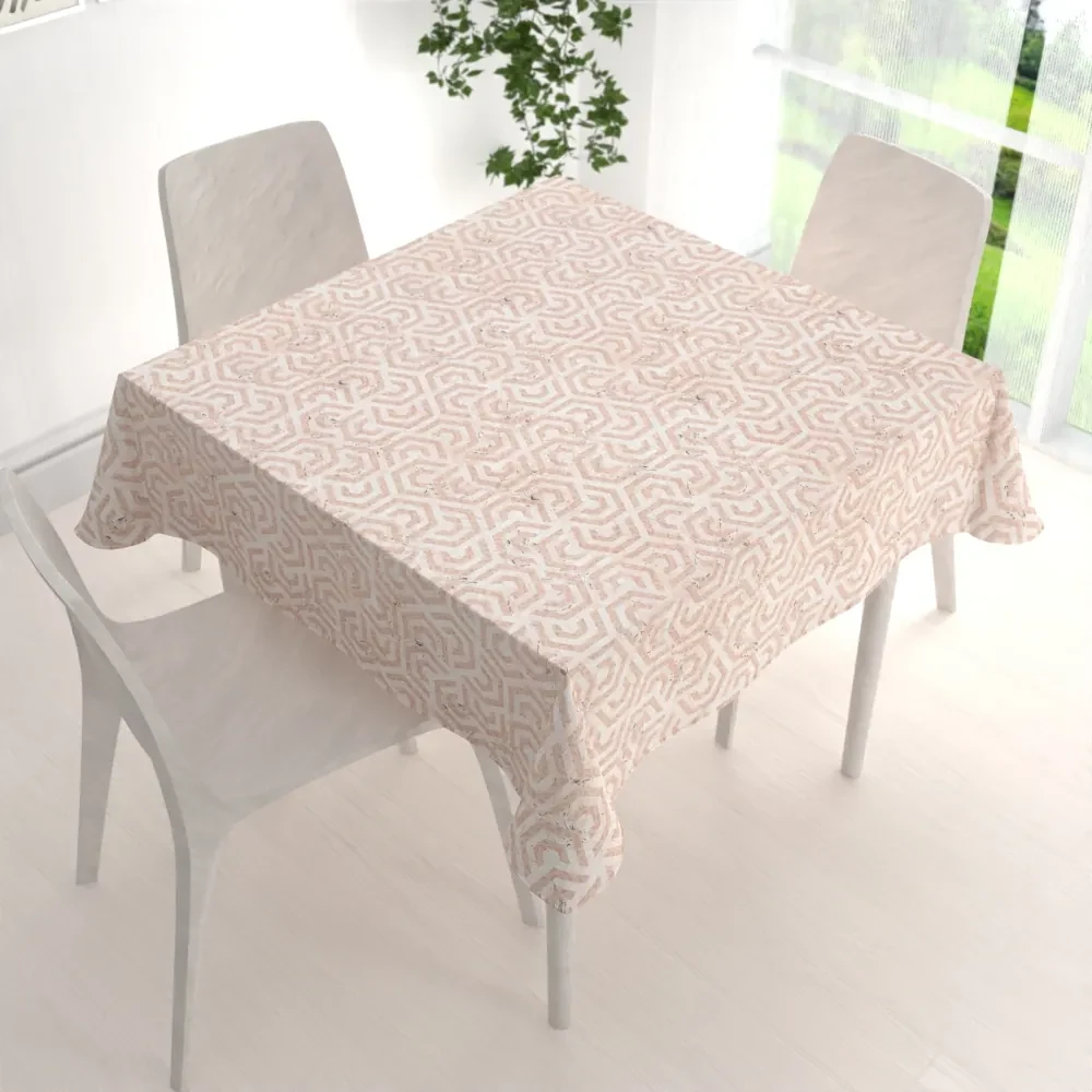 Biante Zamatový štvorcový obrus Tamara TMR-029 Ružovobéžové hexagony s čiernym žíhaním 40x40 cm