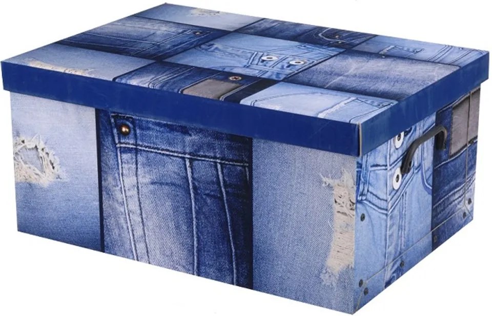 Home collection Úložné krabice MINI 37x31x16cm jeansová