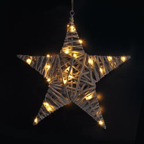 Solight LED ratanová hviezda, 40x LED, 2x AA, 40 cm