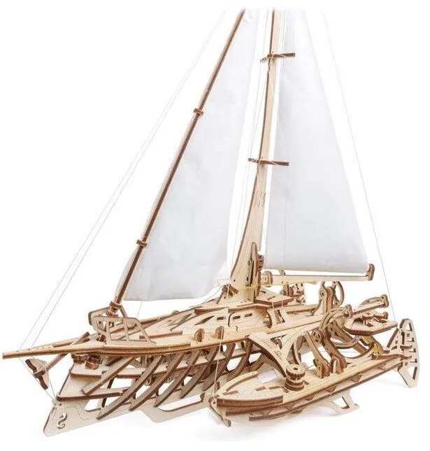 Ugears - 3D drevené mechanické puzzle Plachetnica Merihobus trimarán