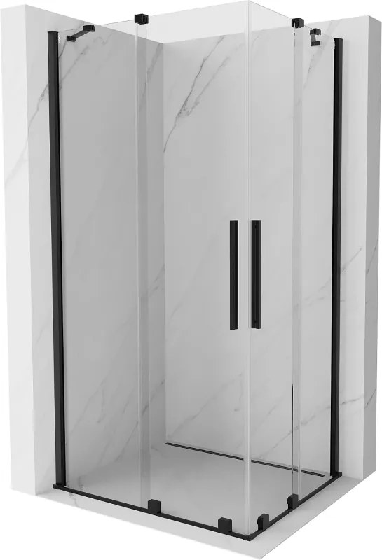 Mexen Velar Duo, sprchový kút s posuvnými dverami 100(dvere) x 90(dvere) cm, 8mm číre sklo, čierny matný profil, 871-100-090-02-70