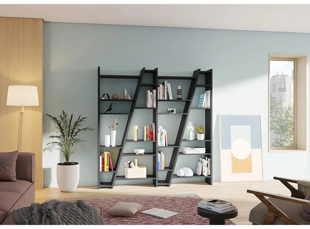 Matná čierna knižnica TemaHome Delta