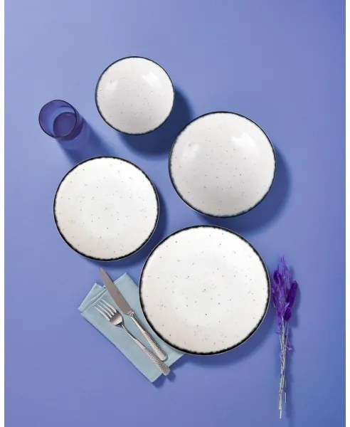 Jedálenská súprava 24 ks biela/čierna/porcelán
