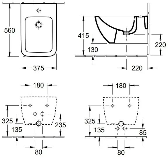Villeroy & Boch 44110001 - Závesný bidet VENTICELLO keramika/biela